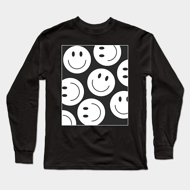 White and Black Smile Emojis Long Sleeve T-Shirt by LThings